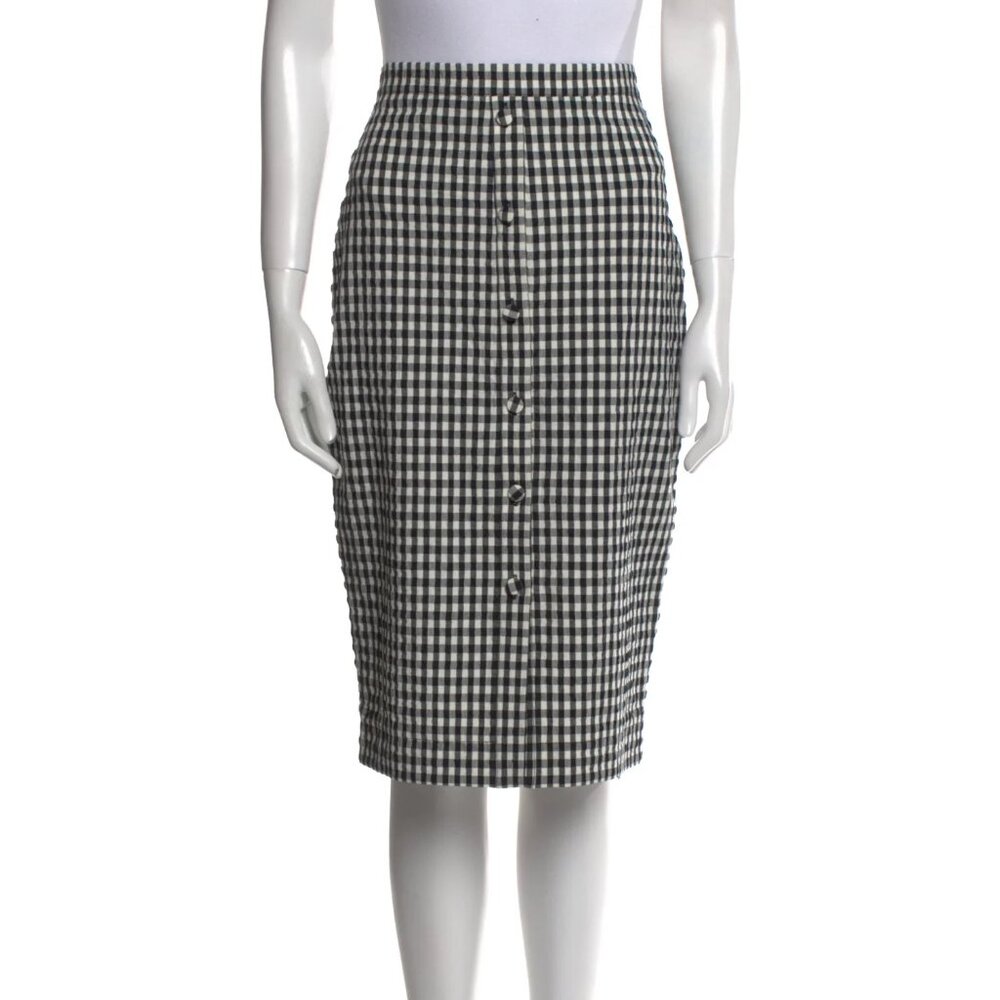 $995 Altuzarra Belili Gingham Check Pencil Midi Skirt Black White 40/Small